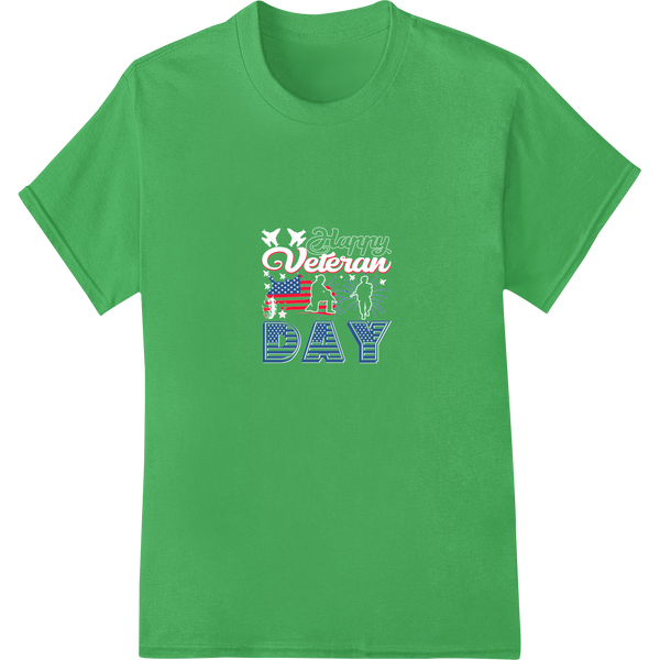 Bold Patriotic Veteran's Day DTF Print Heat Transfer on green shirt - SUPERDTF-DTF Prints-DTF Transfers-Custom DTF Prints