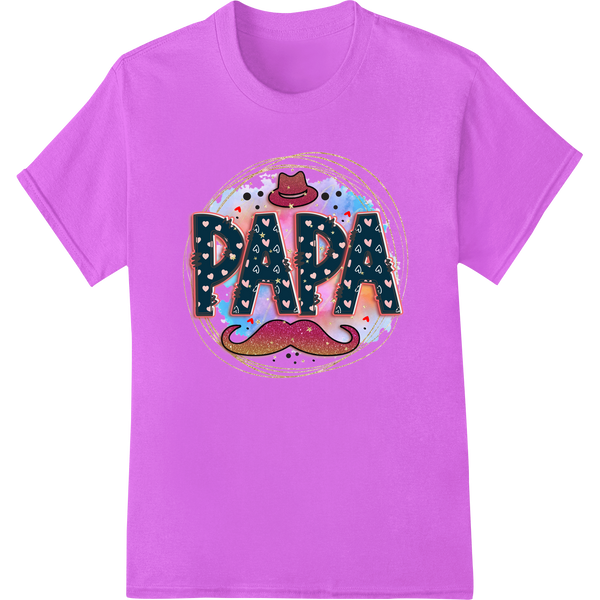 Festive PAPA Mustache DTF Print Heat Transfer - Super DTF on purple shirt - SUPERDTF-DTF Prints-DTF Transfers-Custom DTF Prints