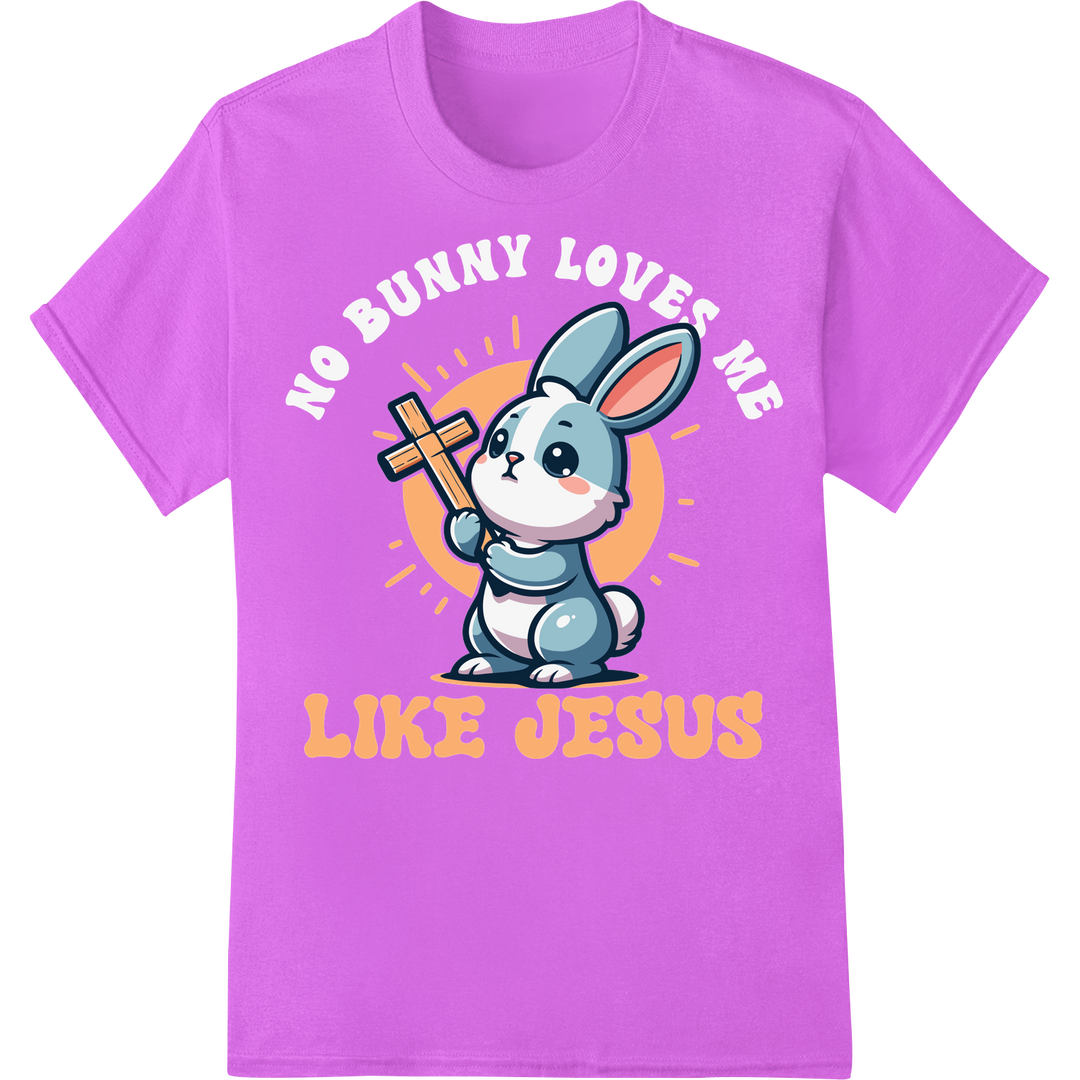 Adorable 'Like Jesus' Easter Bunny DTF Print Heat Transfer on purple shirt - SUPERDTF-DTF Prints-DTF Transfers-Custom DTF Prints