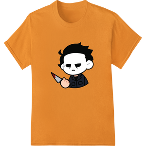 Frightful Michael Myers Cartoon Horror Halloween DTF Print featuring professional high-quality t-shirt printing