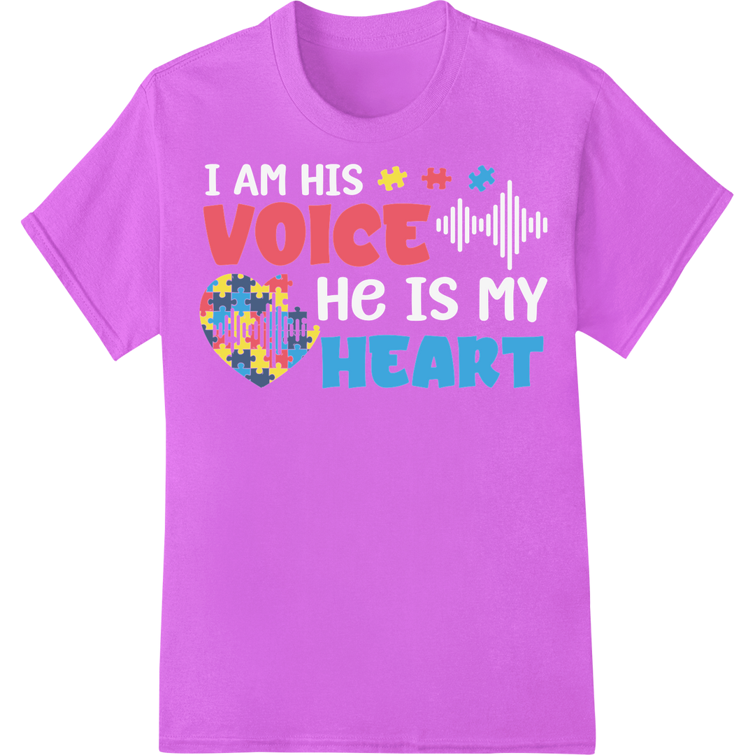 Autism Teacher Voice Heart DTF Print Heat Transfer Design on purple shirt - SUPERDTF-DTF Prints-DTF Transfers-Custom DTF Prints