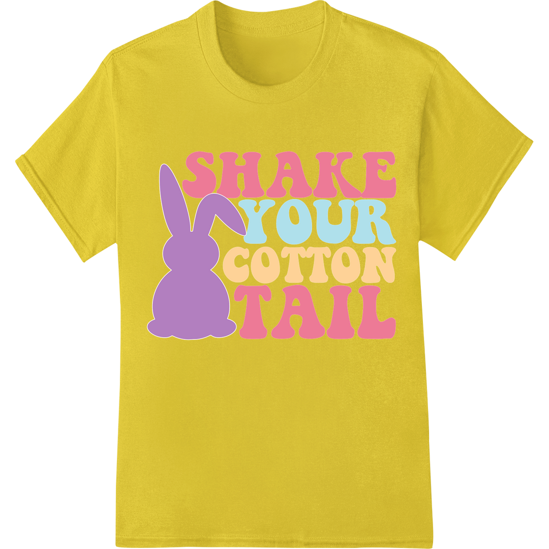 Playful Easter DTF Print: "SHAKE YOUR COTTON TAIL" | Bunny on yellow shirt - SUPERDTF-DTF Prints-DTF Transfers-Custom DTF Prints