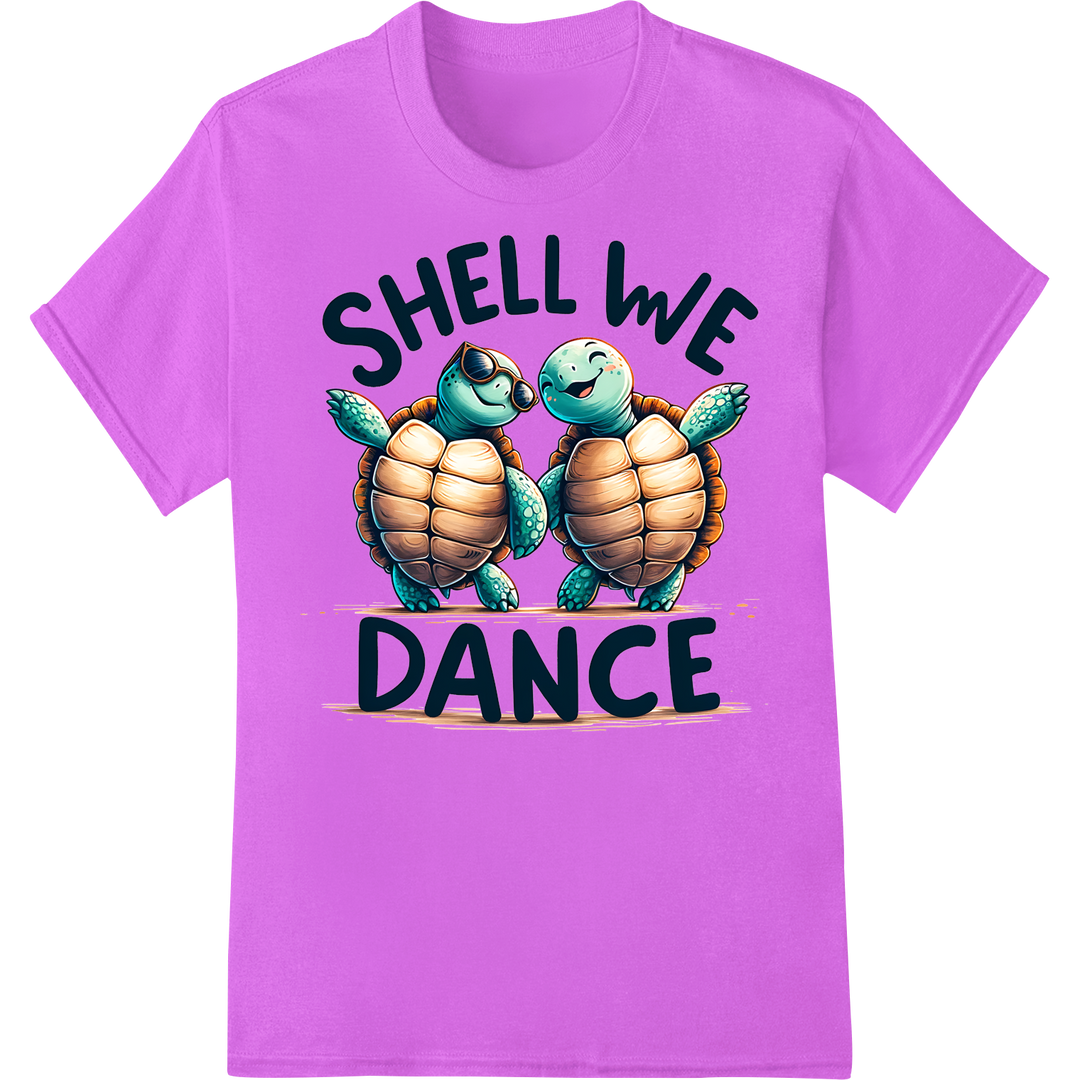 Hilarious 'SHELL WE DANCE' DTF Print: Dancing Turtles on purple shirt - SUPERDTF-DTF Prints-DTF Transfers-Custom DTF Prints