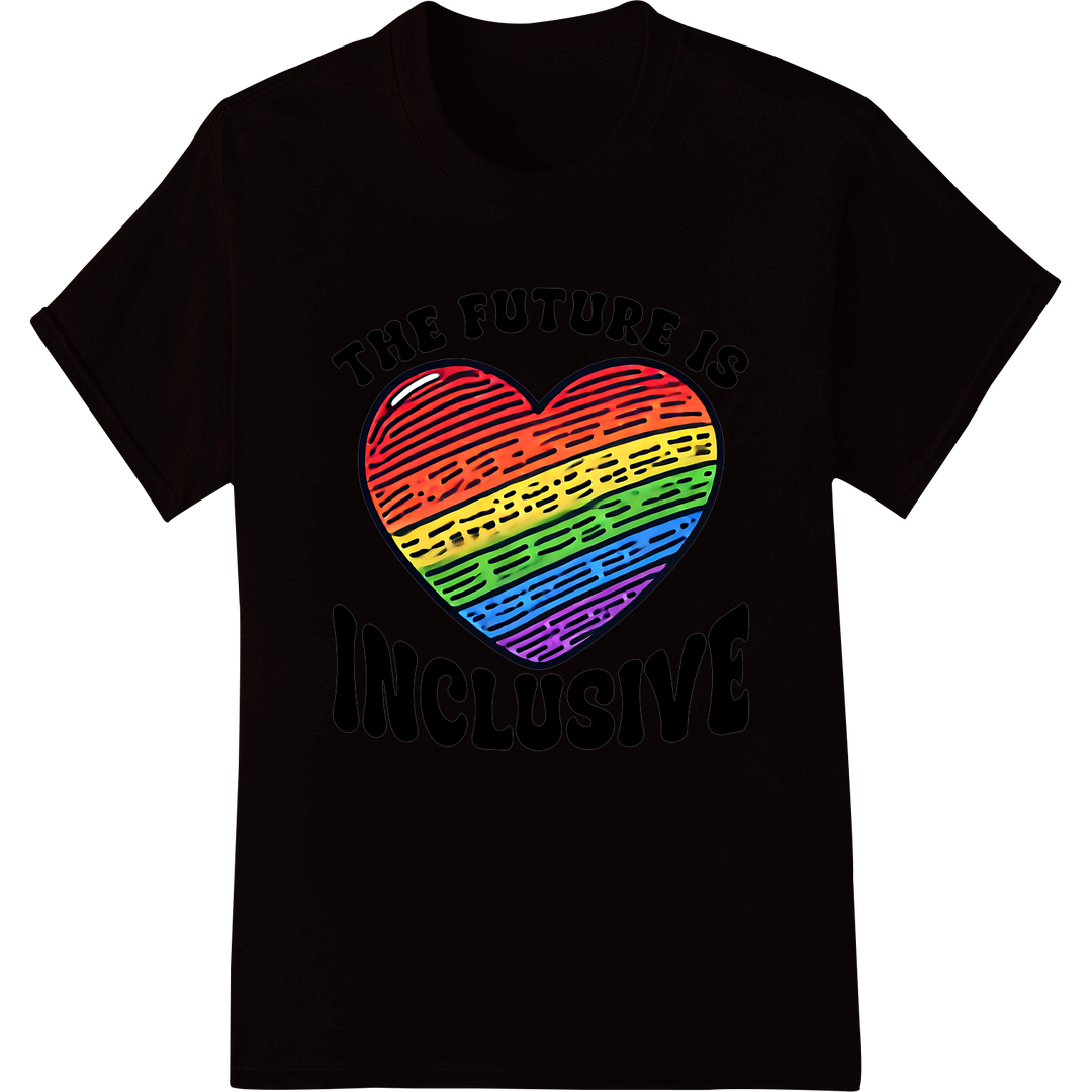 Bold LGBT 'The Future is Inclusive' Pride DTF Print Transfer on black shirt - SUPERDTF-DTF Prints-DTF Transfers-Custom DTF Prints