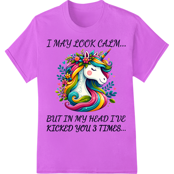 Sassy Unicorn DTF Print: Quirky Humor for Animal Lovers on purple shirt - SUPERDTF-DTF Prints-DTF Transfers-Custom DTF Prints