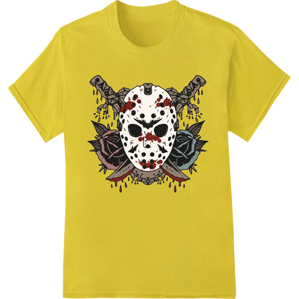 Edgy Gothic Skull - Terrifying Horror Halloween DTF Print on yellow shirt - SUPERDTF-DTF Prints-DTF Transfers-Custom DTF Prints