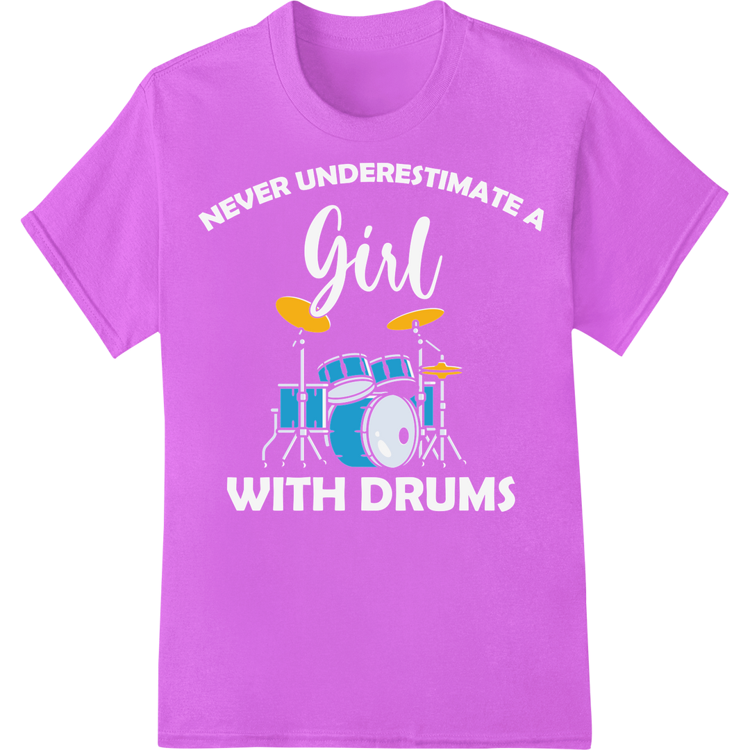 Bold Drummer DTF Heat Transfer | Musician Bundle Design on purple shirt - SUPERDTF-DTF Prints-DTF Transfers-Custom DTF Prints