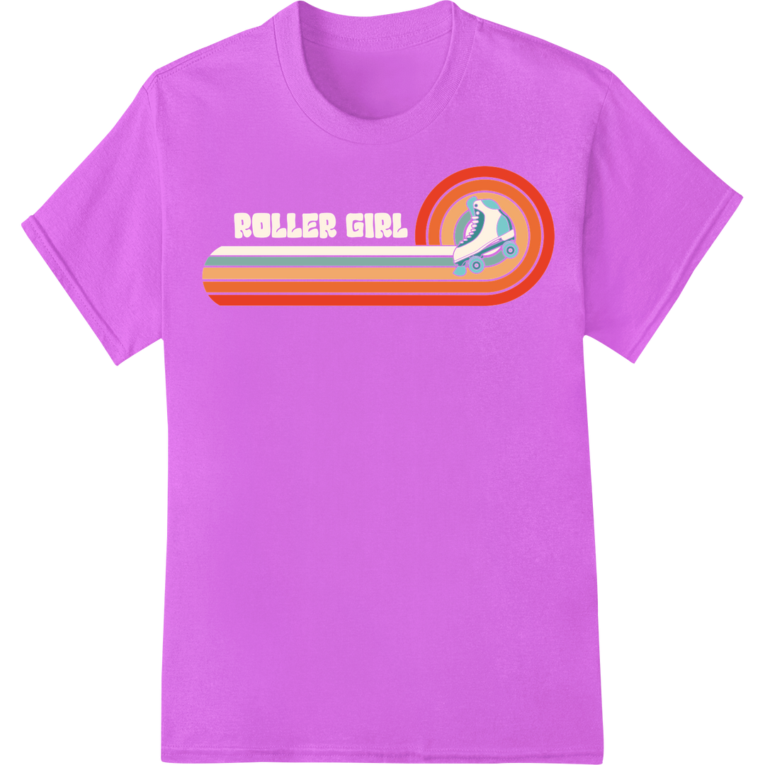 Retro 80s Roller Skate: Bold Vintage Vibes | DTF Print on purple shirt - SUPERDTF-DTF Prints-DTF Transfers-Custom DTF Prints