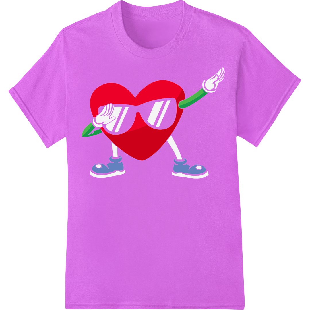 Retro Love: Quirky Valentine's Heart DTF Print Transfer on purple shirt - SUPERDTF-DTF Prints-DTF Transfers-Custom DTF Prints