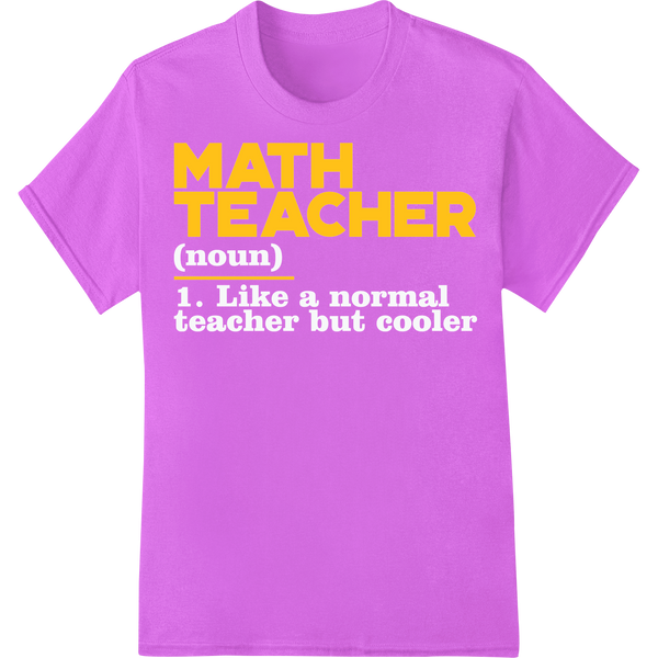 Bold 'Math Teacher' DTF Print Heat Transfer | Education on purple shirt - SUPERDTF-DTF Prints-DTF Transfers-Custom DTF Prints