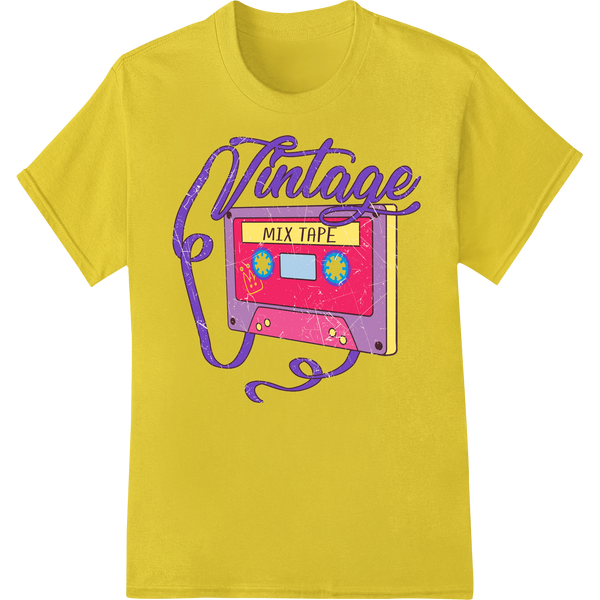 Vintage Mixtape: Retro Music Lover's DTF Print Heat Transfer on yellow shirt - SUPERDTF-DTF Prints-DTF Transfers-Custom DTF Prints