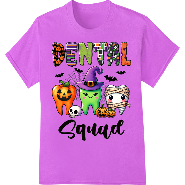 Playful 'Dental Squad' Halloween DTF Print Heat Transfer on purple shirt - SUPERDTF-DTF Prints-DTF Transfers-Custom DTF Prints