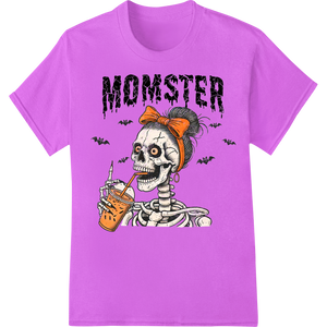 Durable garment printing applied to Momster Skeleton Cocktail Halloween DTF Print Heat Transfer