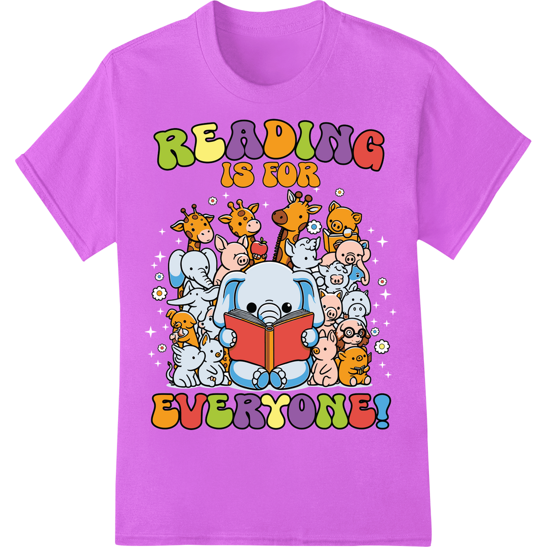 Adorable Animal Friends Celebrate the Joy of Reading! on purple shirt - SUPERDTF-DTF Prints-DTF Transfers-Custom DTF Prints