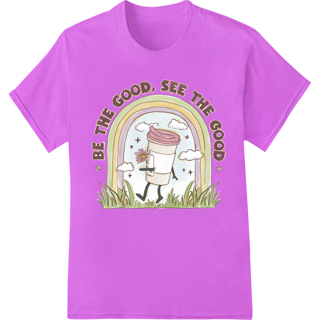 Inspirational 'Be The Good' Mental Health DTF Print Design on purple shirt - SUPERDTF-DTF Prints-DTF Transfers-Custom DTF Prints