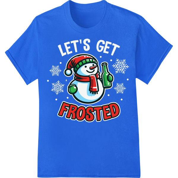 Frosty Fun: Adorable Snowman DTF Print Heat Transfer on blue shirt - SUPERDTF-DTF Prints-DTF Transfers-Custom DTF Prints