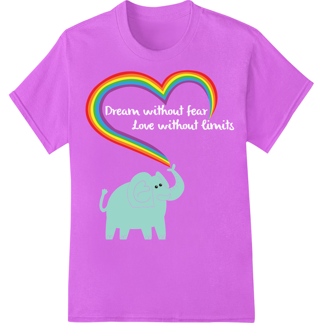 Adorable Rainbow Elephant LGBT Pride DTF Print Transfer on purple shirt - SUPERDTF-DTF Prints-DTF Transfers-Custom DTF Prints