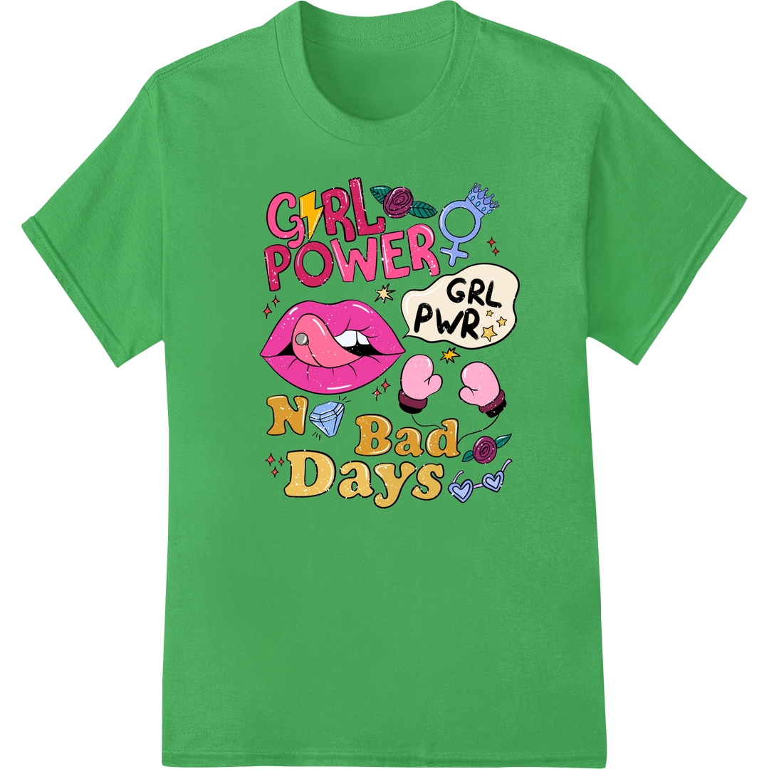 Fierce 'Girl Power' DTF Print Heat Transfer | Empowering Design on green shirt - SUPERDTF-DTF Prints-DTF Transfers-Custom DTF Prints