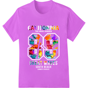 California Dreaming: Bold, Colorful Mosaic DTF Heat Transfer featuring professional t shirt prints