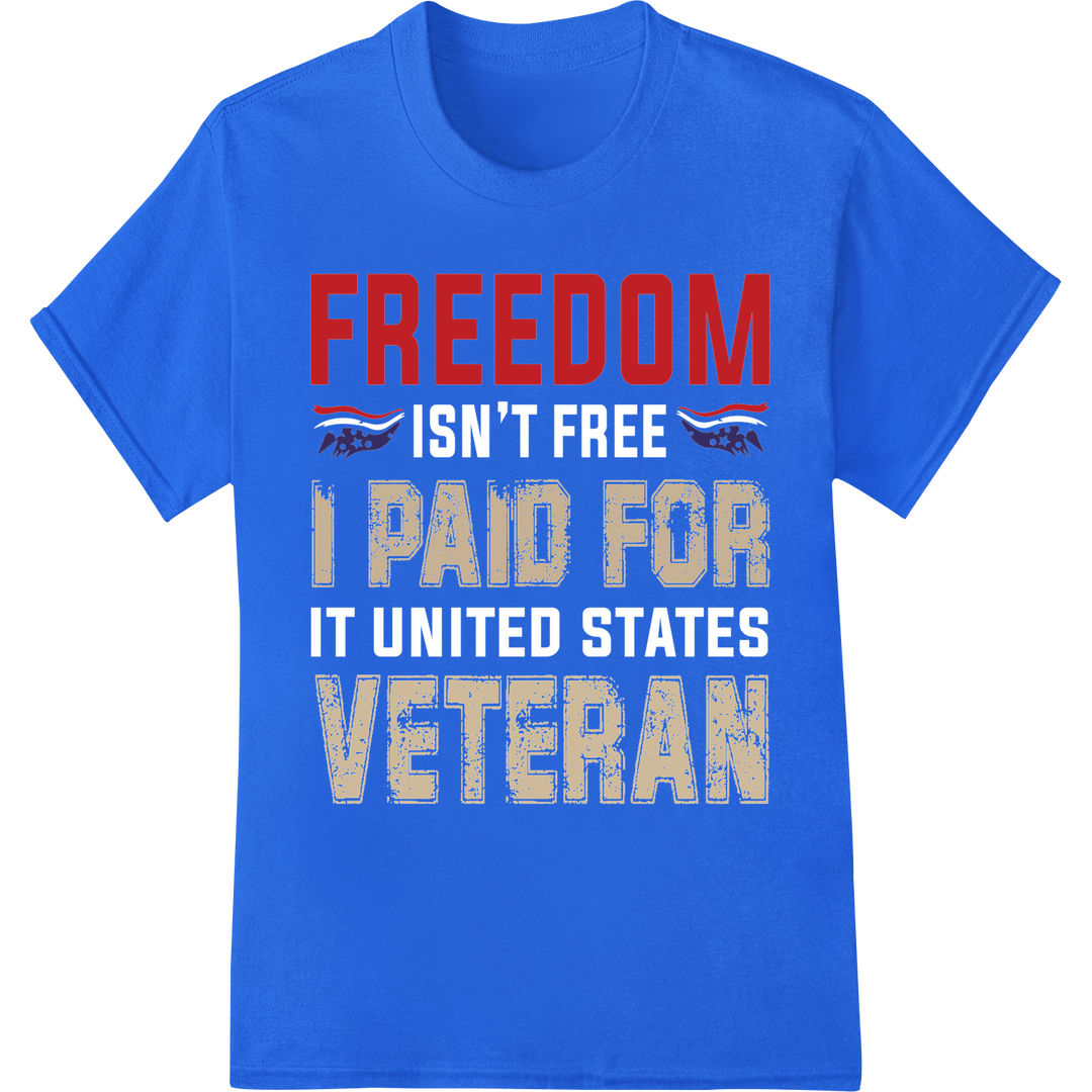 Bold Veteran Freedom DTF Print Transfer - Patriotic on blue shirt - SUPERDTF-DTF Prints-DTF Transfers-Custom DTF Prints