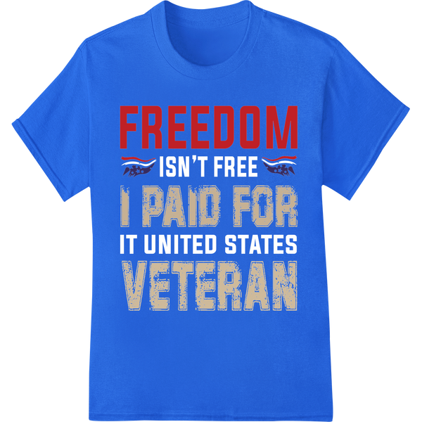 Bold Veteran Freedom DTF Print Transfer - Patriotic on blue shirt - SUPERDTF-DTF Prints-DTF Transfers-Custom DTF Prints