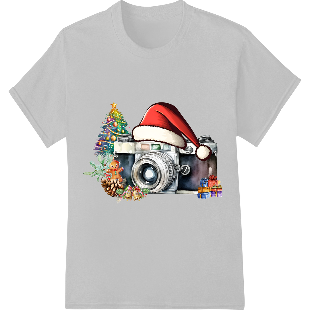 Vintage Christmas Camera Heat Transfer Print | Holiday DTF on white shirt - SUPERDTF-DTF Prints-DTF Transfers-Custom DTF Prints