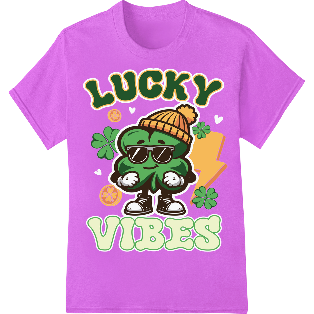 Lucky Clover Character St Patrick's Day DTF Print Transfer on purple shirt - SUPERDTF-DTF Prints-DTF Transfers-Custom DTF Prints