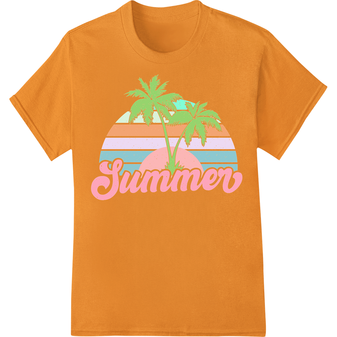 Retro 'Summer' DTF Heat Transfer: Sun, Sand, & Nostalgia on orange shirt - SUPERDTF-DTF Prints-DTF Transfers-Custom DTF Prints