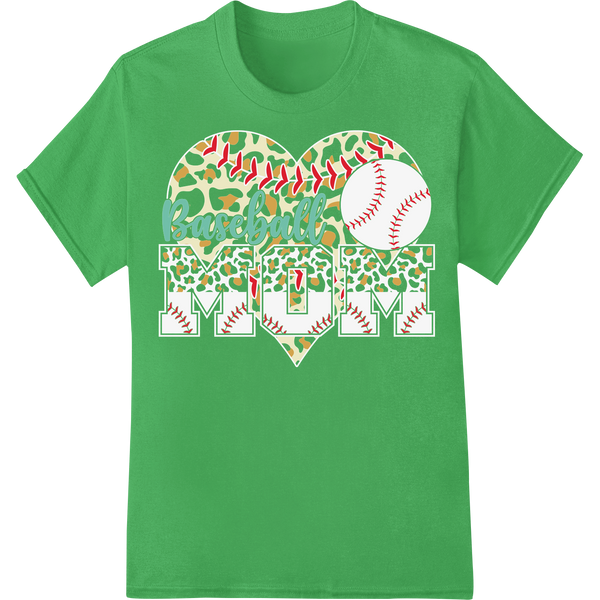 Baseball Mom Pride: Fun DTF Print Heat Transfer Design on green shirt - SUPERDTF-DTF Prints-DTF Transfers-Custom DTF Prints