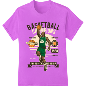 Durable custom garment printing applied to Vintage Basketball Legends: Work Hard, Play Hard