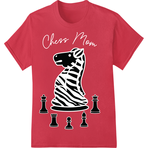 Zebra Chess Knight Silhouette - Bold DTF Print Heat Transfer on red shirt - SUPERDTF-DTF Prints-DTF Transfers-Custom DTF Prints