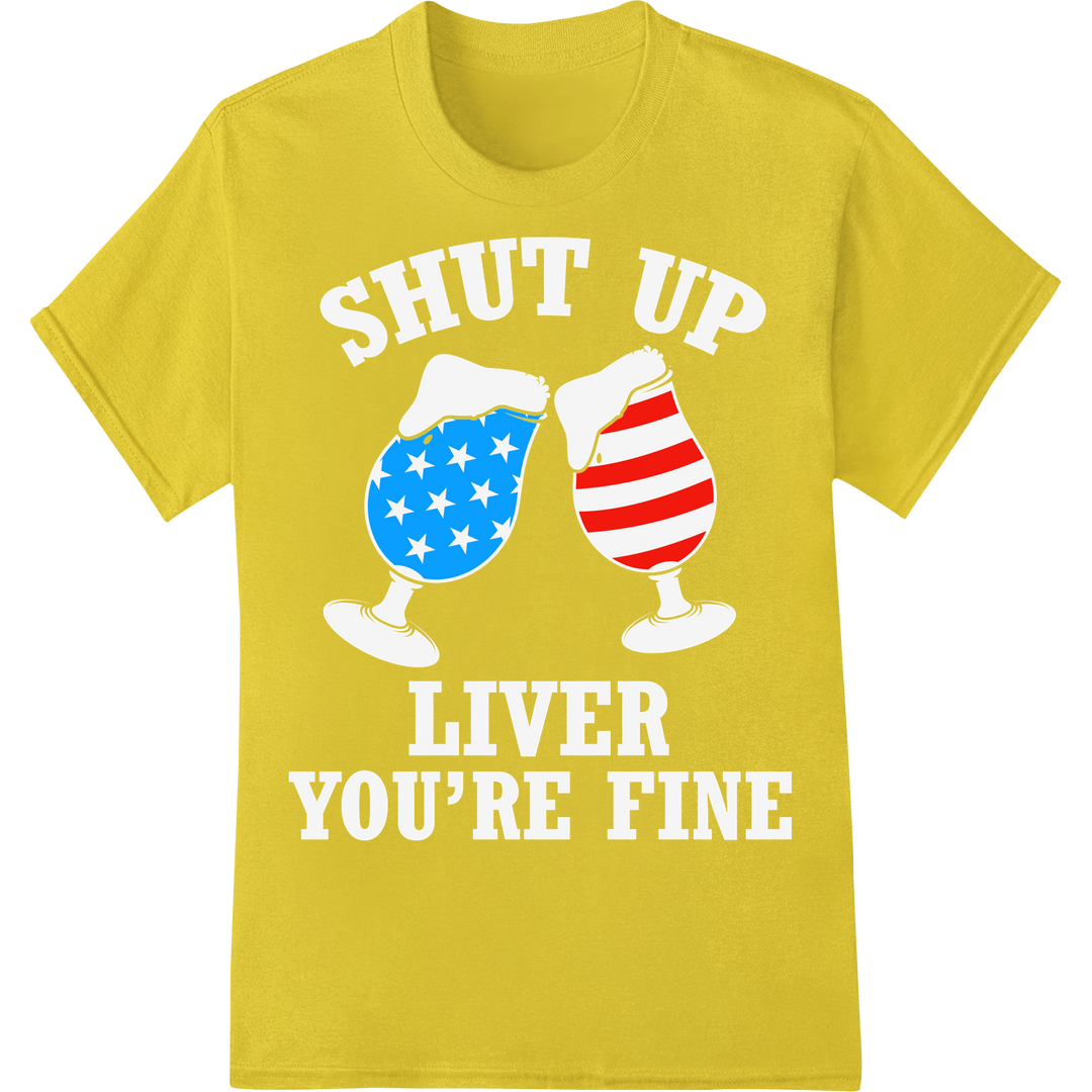 Cheeky Stars & Stripes: Patriotic Laughs for 4th of July on yellow shirt - SUPERDTF-DTF Prints-DTF Transfers-Custom DTF Prints