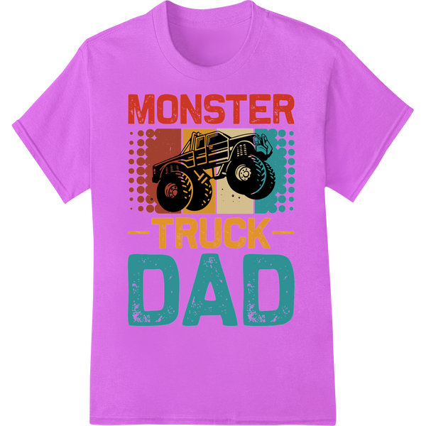 Retro Monster Truck Dad DTF Print | Father's Day Gift Idea on purple shirt - SUPERDTF-DTF Prints-DTF Transfers-Custom DTF Prints