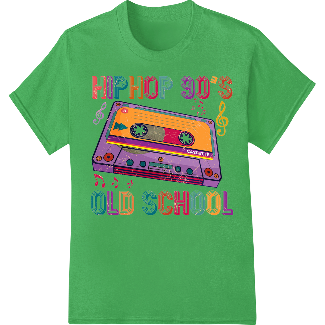 Retro 90's HipHop Cassette DTF Print Heat Transfer on green shirt - SUPERDTF-DTF Prints-DTF Transfers-Custom DTF Prints