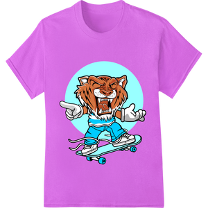 Expert DTF transfers craftsmanship on Fierce Skateboarding Tiger - Wild DTF Print Heat Transfer