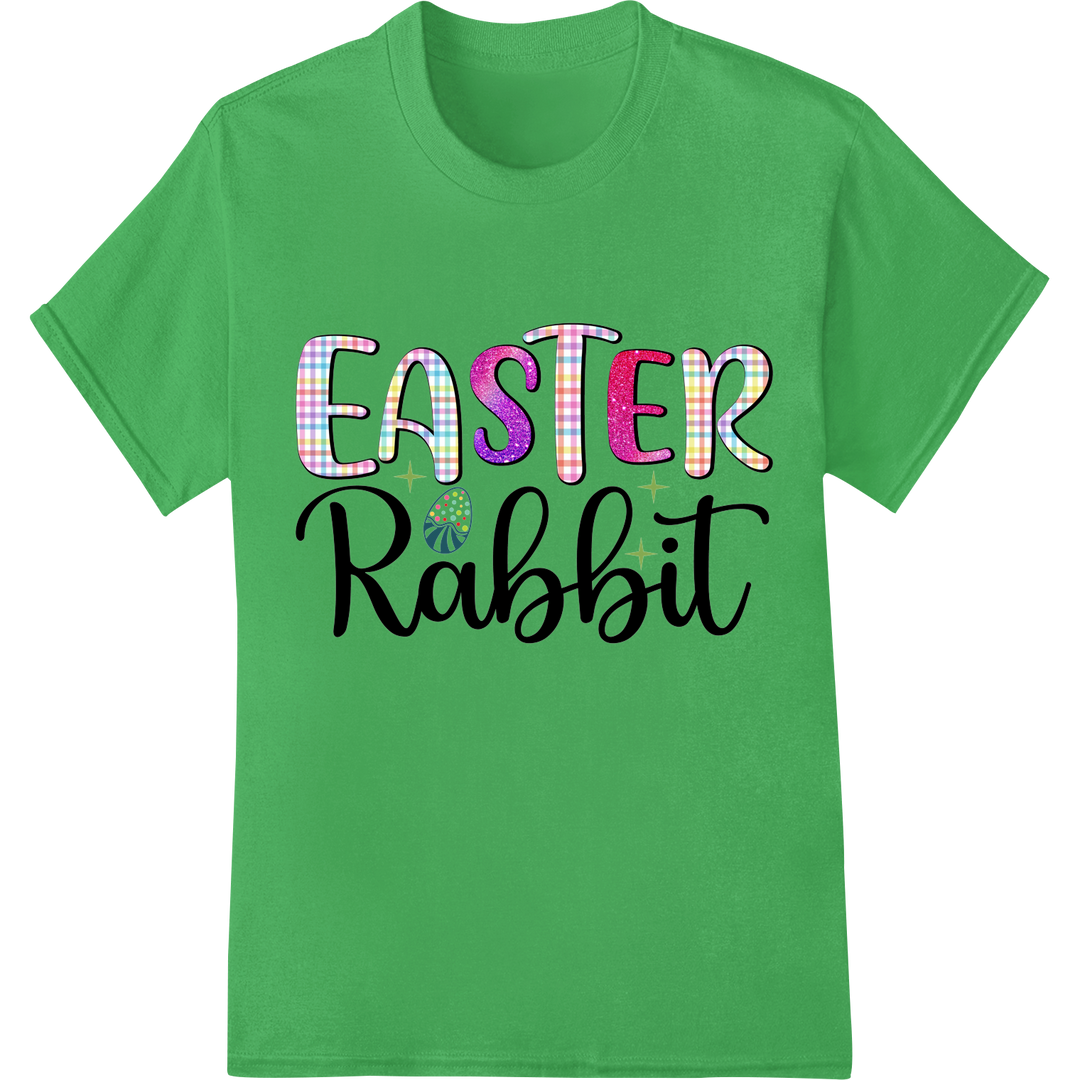 Festive 'Easter Rabbit' Typography DTF Print Heat Transfer on green shirt - SUPERDTF-DTF Prints-DTF Transfers-Custom DTF Prints