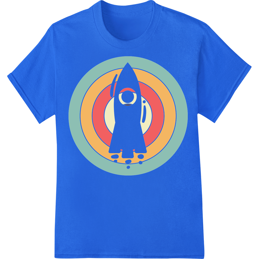 Retro Rocket Science Teacher DTF Print Heat Transfer on blue shirt - SUPERDTF-DTF Prints-DTF Transfers-Custom DTF Prints