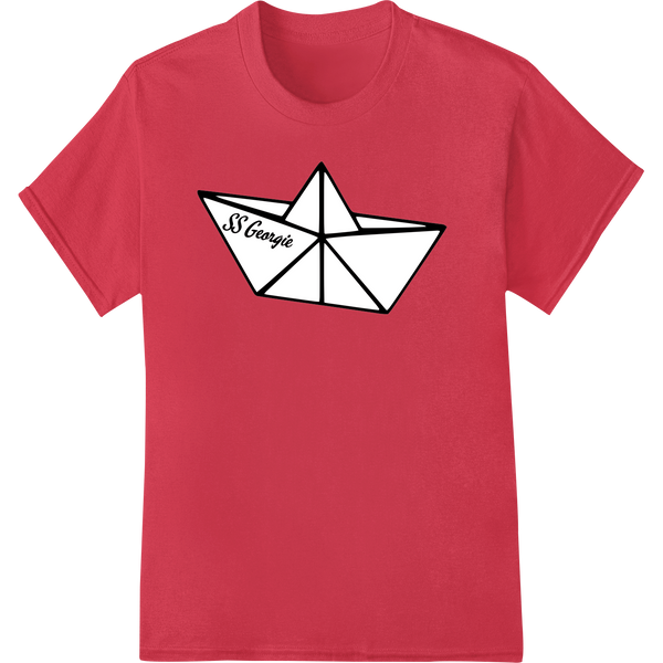 Origami Magic: S. Georgie Paper Boat DTF Print Transfer featuring professional bulk t-shirt printing