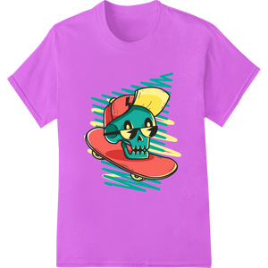 Edgy Skull Skateboard DTF Print Heat Transfer showcasing advanced professional DTF printing technology