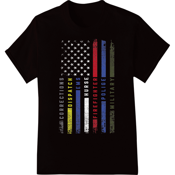 Patriotic DTF Heat Transfer: Honor Emergency Services on black shirt - SUPERDTF-DTF Prints-DTF Transfers-Custom DTF Prints