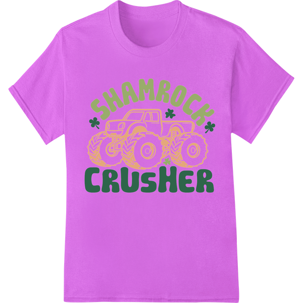 Lucky Shamrock Crusher: Festive St. Patrick's Day DTF Print on purple shirt - SUPERDTF-DTF Prints-DTF Transfers-Custom DTF Prints