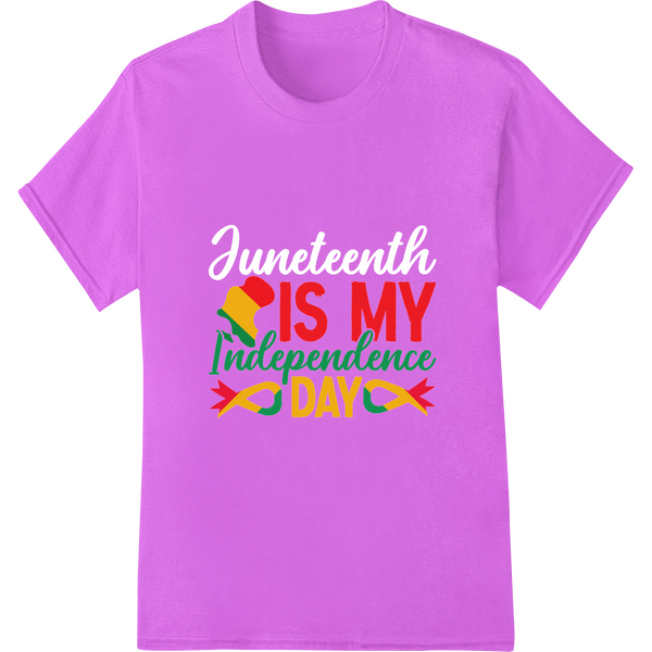 Celebrate Juneteenth with Bold Independence Day DTF Print on purple shirt - SUPERDTF-DTF Prints-DTF Transfers-Custom DTF Prints