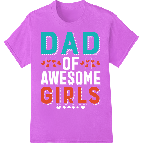 Adorable 'DAD GIRLS' DTF Print Heat Transfer for Father's Day on purple shirt - SUPERDTF-DTF Prints-DTF Transfers-Custom DTF Prints