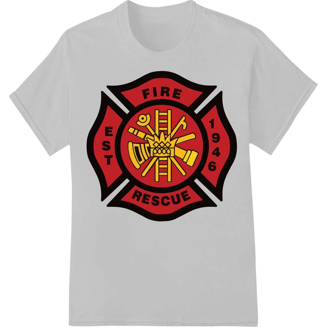 Bold Firefighter Emblem DTF Print Transfer | Fire Rescue on white shirt - SUPERDTF-DTF Prints-DTF Transfers-Custom DTF Prints