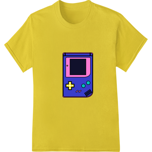 Retro Gaming Handheld Device Magenta DTF Print Transfer on yellow shirt - SUPERDTF-DTF Prints-DTF Transfers-Custom DTF Prints