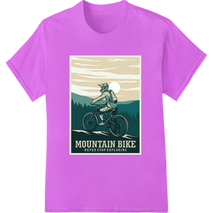 Vibrant customized apparel print on Ride Free: Vintage Mountain Biking Adventure Awaits