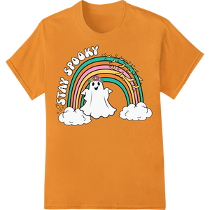 Cutting-edge heat transfer featured on Stay Spooky: Cute Ghost & Rainbow Halloween DTF Print