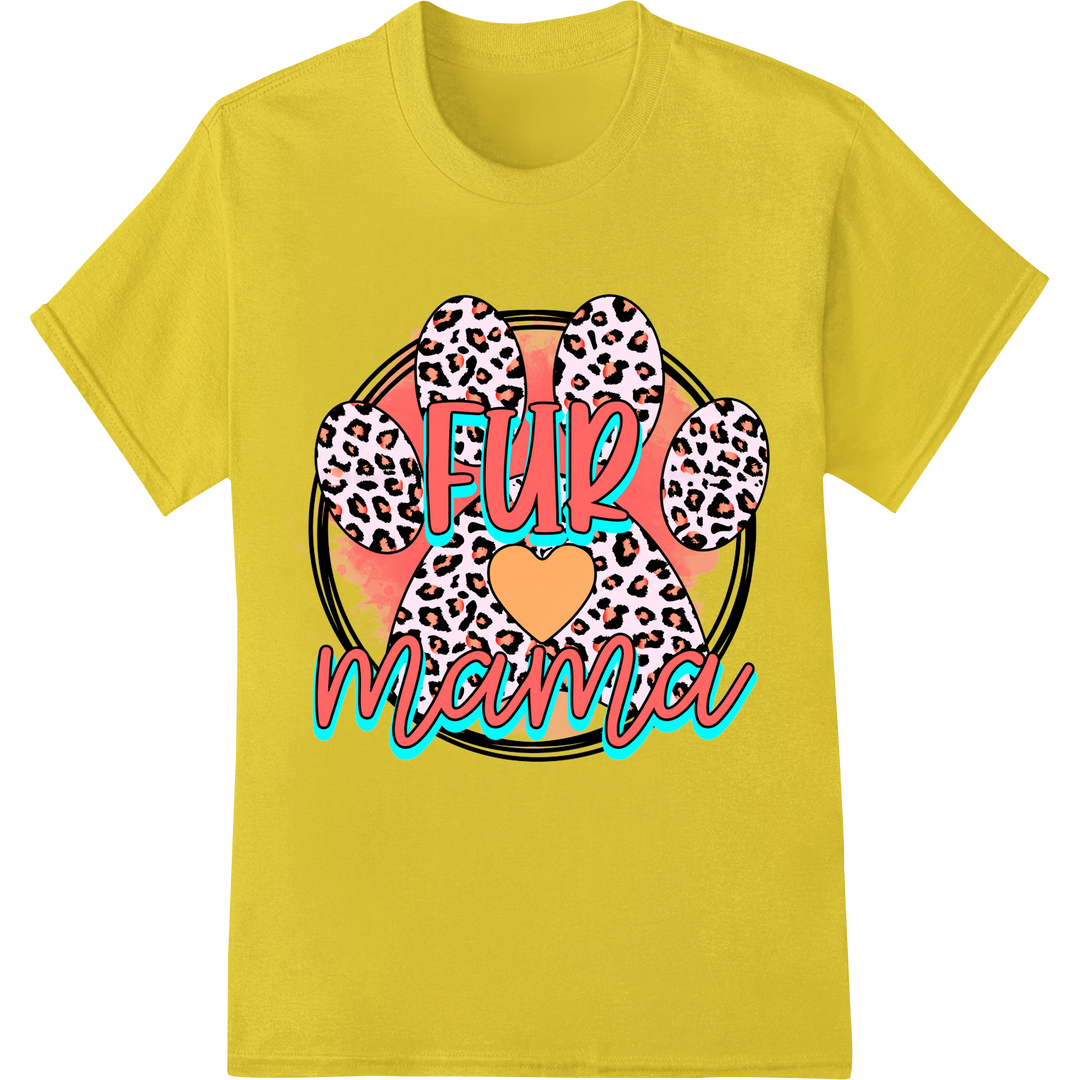 Adorable 'Fur Mama' DTF Print Heat Transfer for Dog Moms on yellow shirt - SUPERDTF-DTF Prints-DTF Transfers-Custom DTF Prints