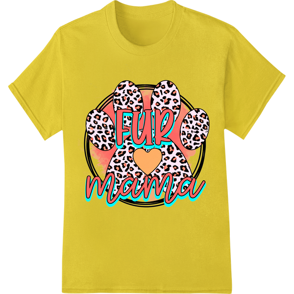 Adorable 'Fur Mama' DTF Print Heat Transfer for Dog Moms on yellow shirt - SUPERDTF-DTF Prints-DTF Transfers-Custom DTF Prints