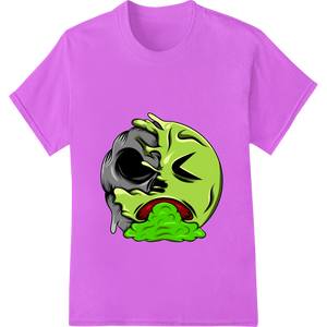 Unique custom garment printing for Creepy Cartoon Zombie Skull - Vibrant Green Halloween DTF Print